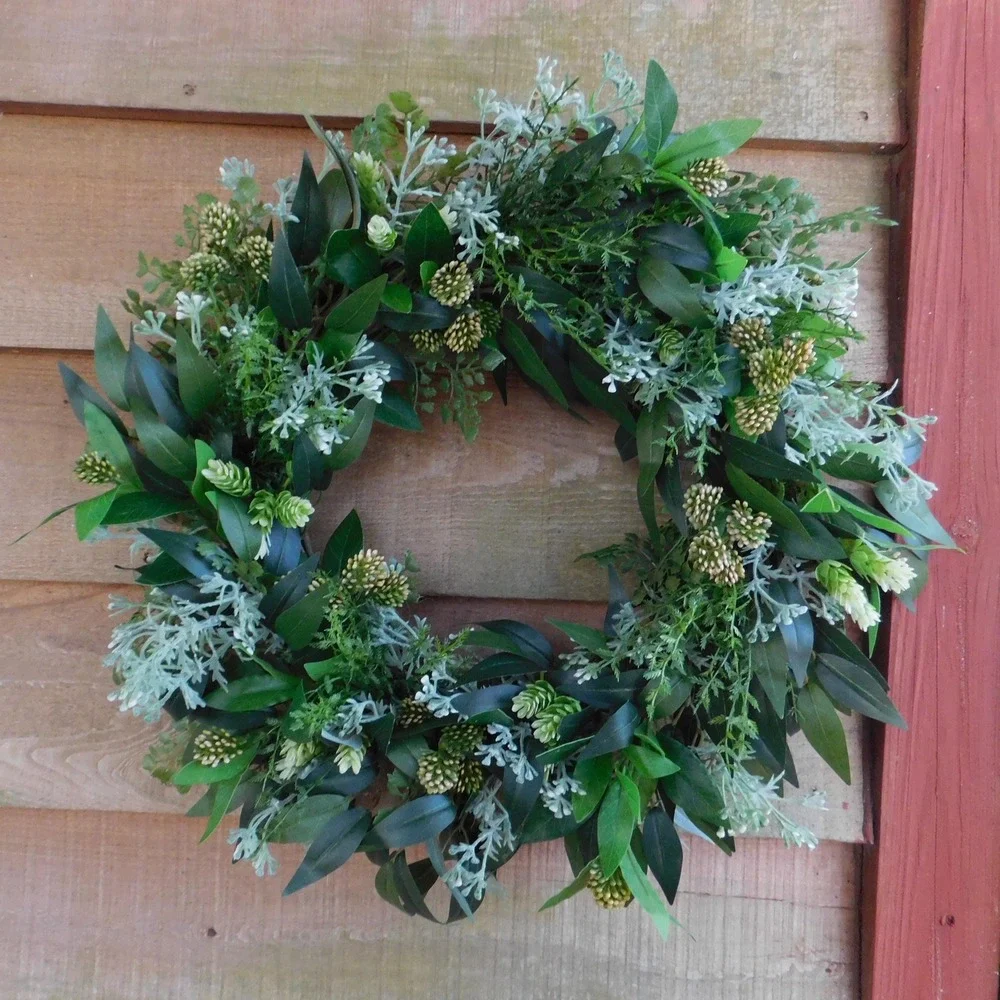 Artificial‎ Year Round Greenery Wreath for Front Door Viburnum Berries